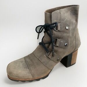 Sorel Addington Ankle‎ Booties Womens Size 11 Brown Leather Block Heel Boots